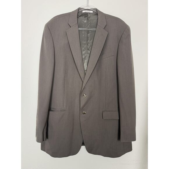 Kenneth Cole Other - Kenneth Cole New York Blazer Mens 44L Taupe Pinstripe Wool Two Button Lined